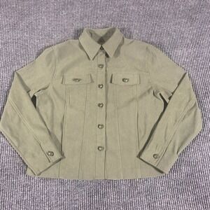 Norton McNaughton‎ Coat Womens 4 P Green Button Up Jacket Lightweight Stretch